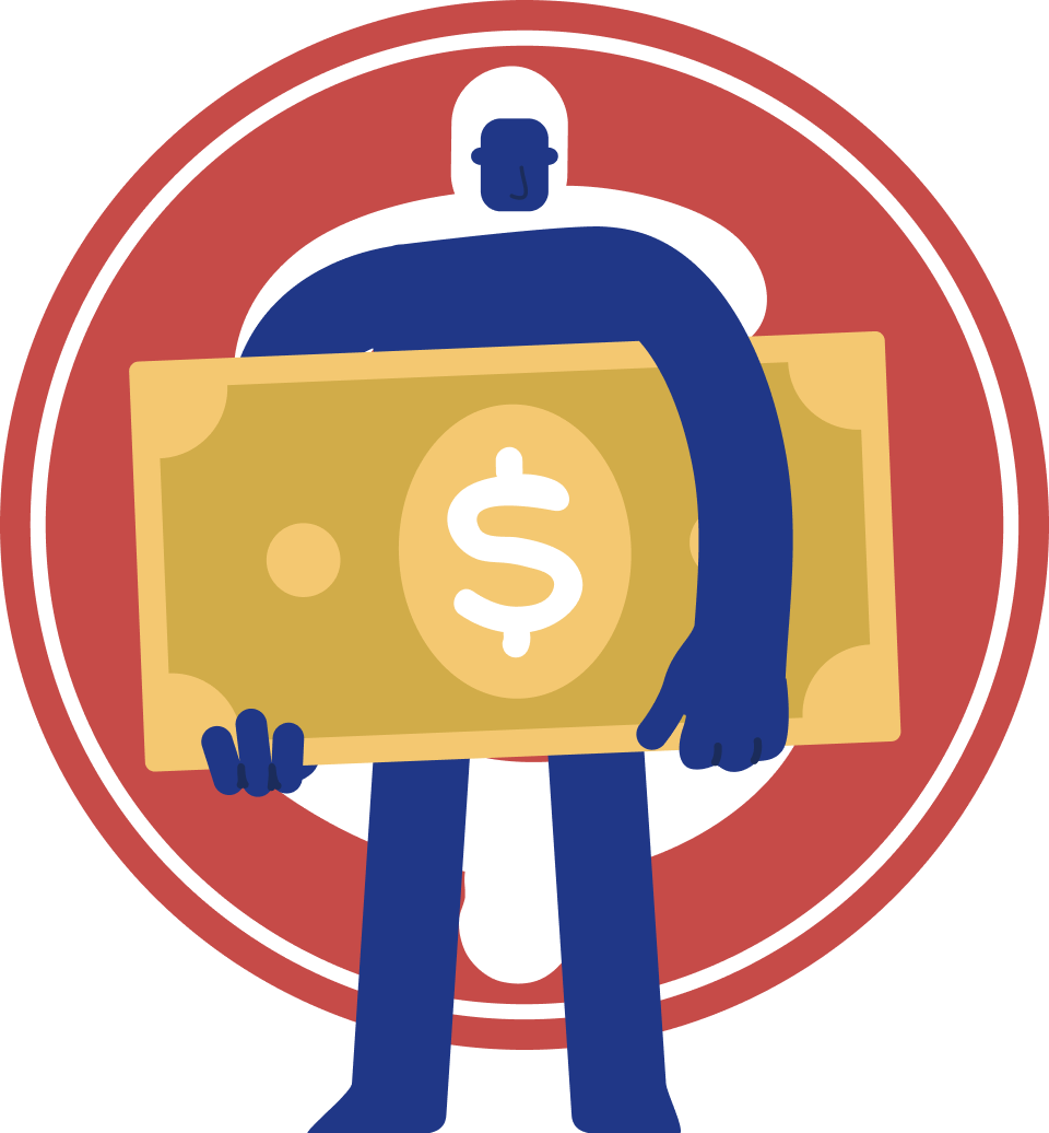 Graphic of a person holding Large Dollar Bill
